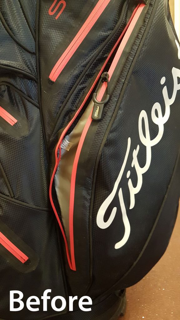 TITLEIST golf bag, zip repair Zip Experts