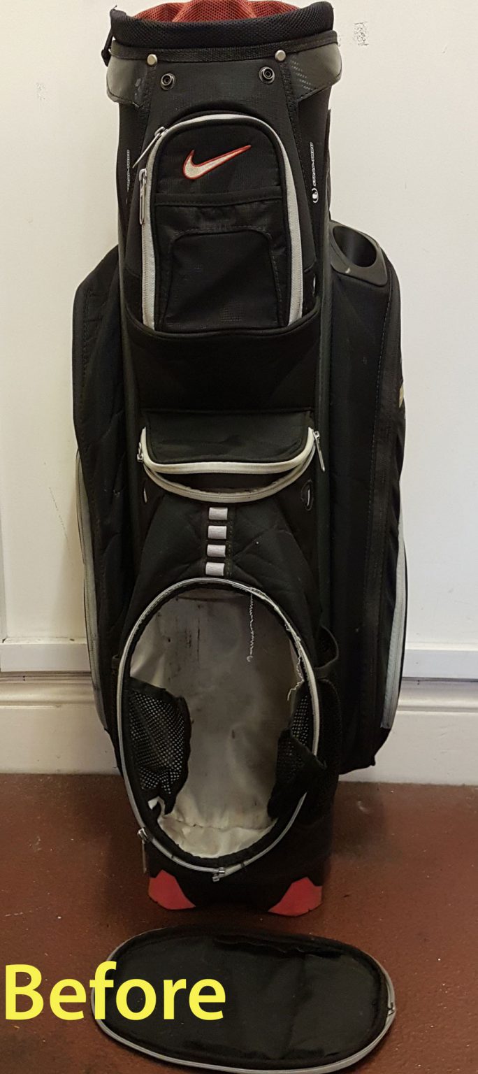 NIKE golf bag, pocket repair Zip Experts