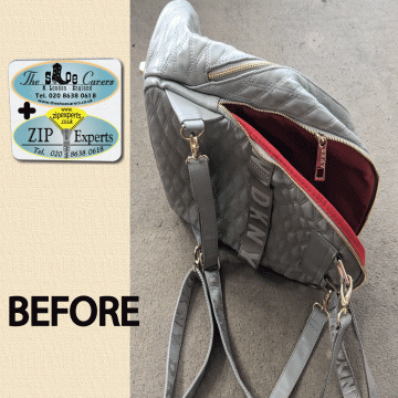 DKNY backpack zip off track