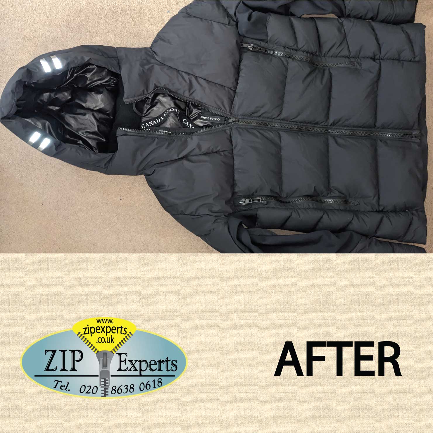 CANADA GOOSE jacket zip insert pin repair Zip Experts