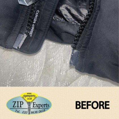 CANADA GOOSE jacket - zip insert pin repair