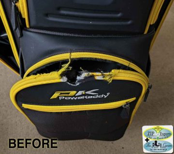 Powakaddy – pocket zip eaten by animal